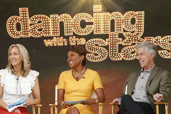 Lara Spencer, Robin Roberts and Tom Bergeron on Good Morning America.