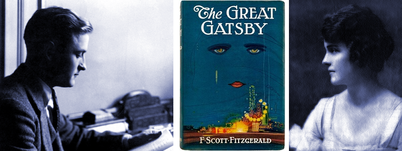 F. Scott Fitzgerald, Ginevra King and the cover of "The Great Gatsby book.