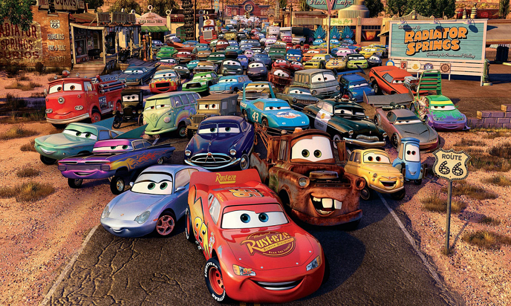 The animated cast of "Cars"