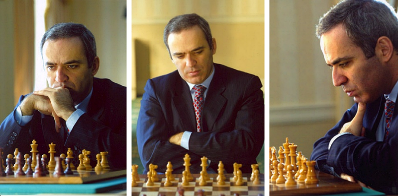 Chess master Garry Kasparov contemplates his next move of the game.