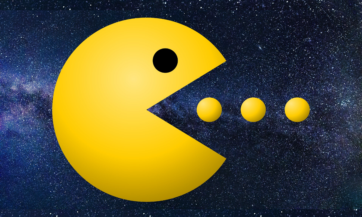 Pac Man eating a line of dots