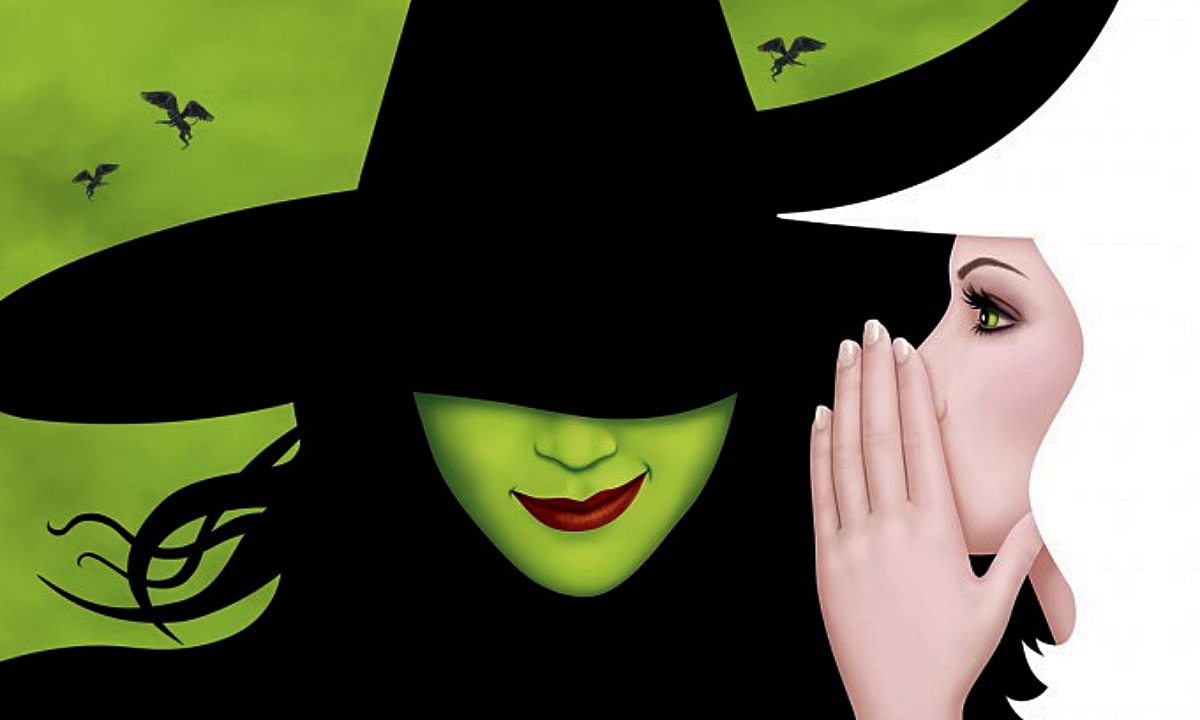 Graphics of the Wicked Witch of the West and Glinda from the Broadway musical "Wicked"