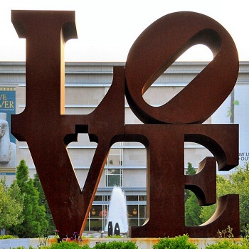 Sculpture of the word Love