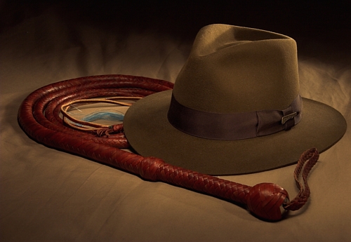 Indiana Jones' bullwhip and hat