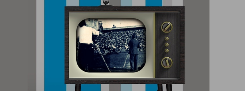 A football game playing on a TV