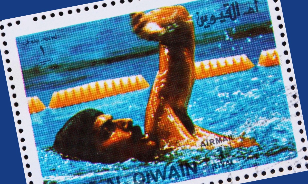 Illustration of swimmer Mark Spitz