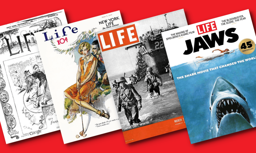 Four different covers of LIFE magazine over the years.