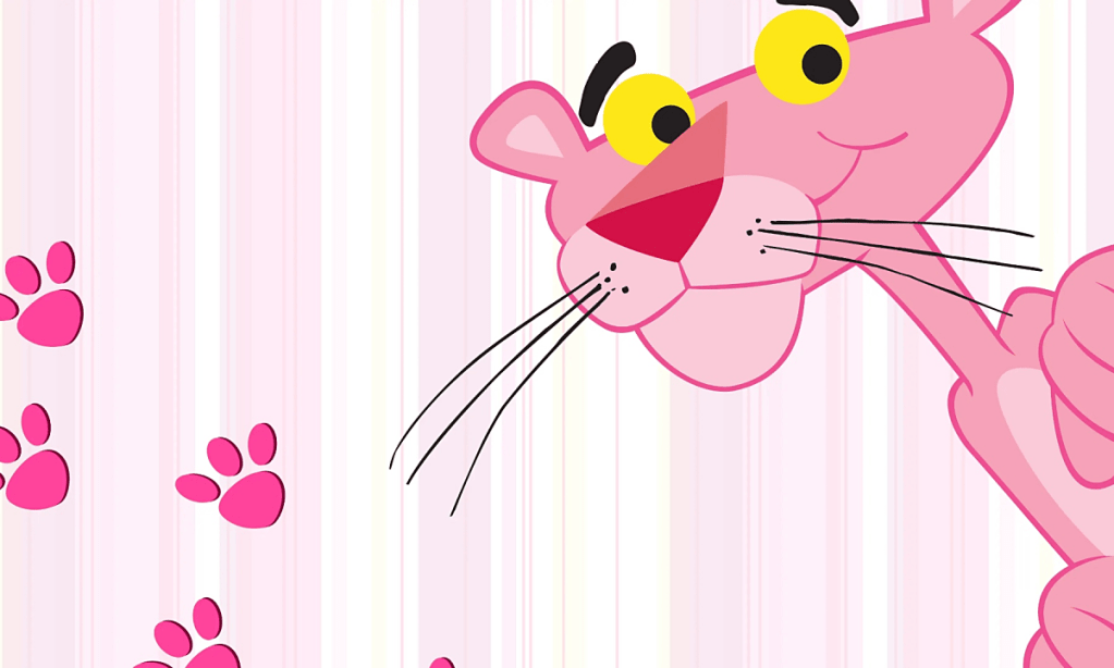 The Pink Panther peeking into the frame
