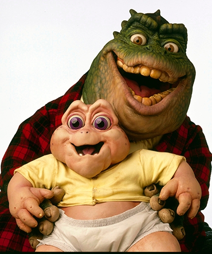A father and baby dinosaur