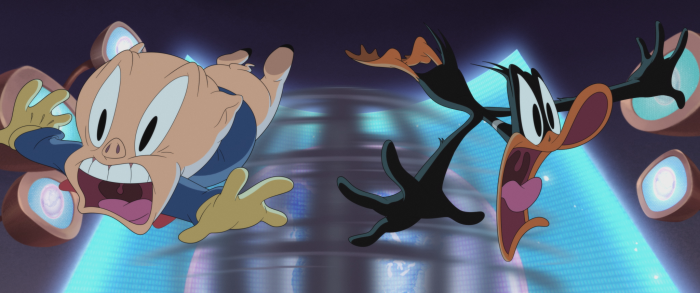 Porky Pig and Daffy Duck being thrown