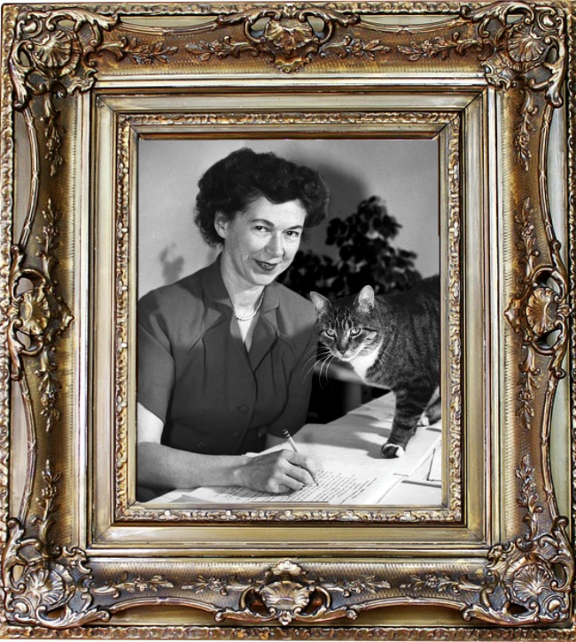 Author Beverly Cleary with her cat - who is a mother of pop culture