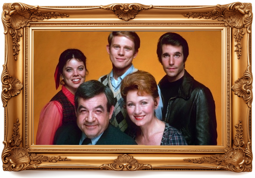 The cast of Happy Days with mother of pop culture Marion Cunningham