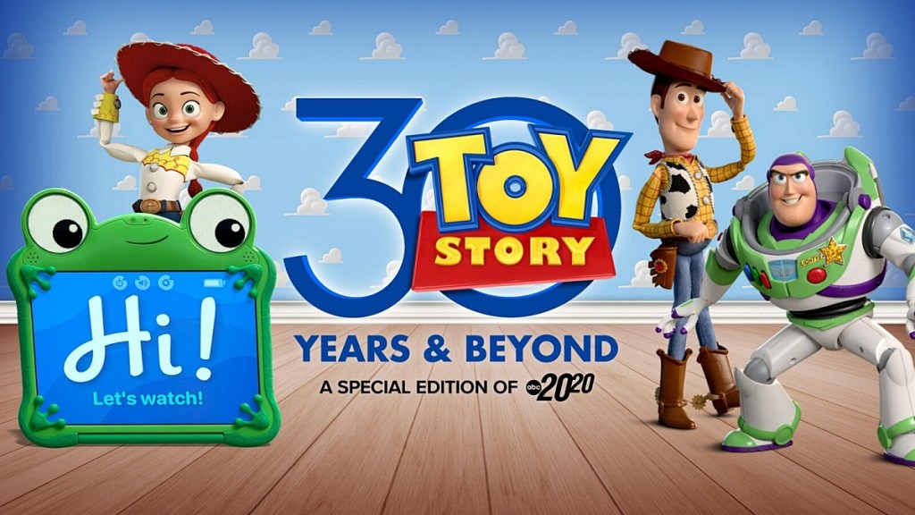 title card for ABC special about Toy Story 5 with characters from the movies