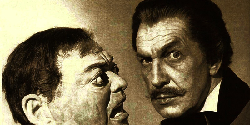 Vincent Price and a replica of Peter Lorre's head