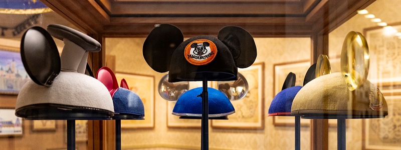 Mickey Mouse Ear hats on display in Disneyland's Opera House.